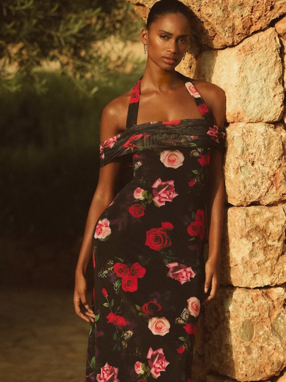 Floral mesh gown
